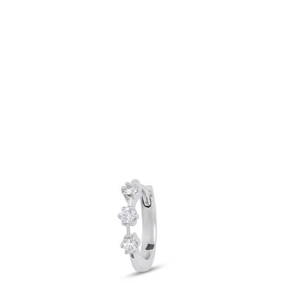 Single Diamond Hoop Earring, 14K White Gold