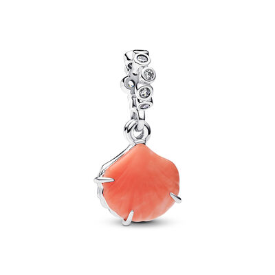 Pandora Coral-coloured Shell Double Dangle Charm