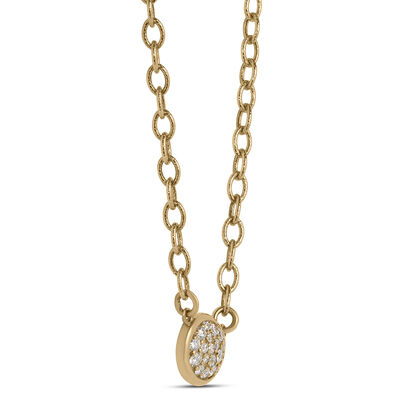 Diamond Oval Disk Pendant, 14K Yellow Gold