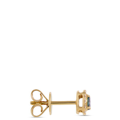 Alexandrite and Diamond studs, 18K Yellow Gold