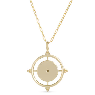 Compass Pendant Necklace with Ikuma Diamond, 14K Yellow Gold