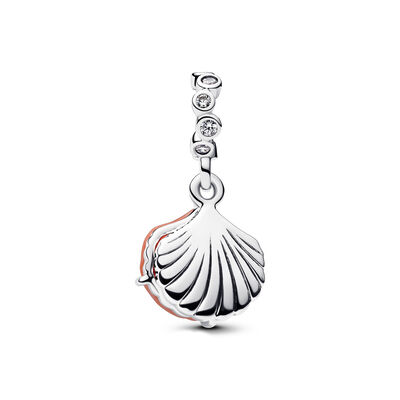 Pandora Coral-coloured Shell Double Dangle Charm