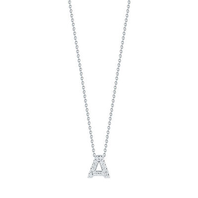 Roberto Coin 18k White Gold Tiny Treasures Diamond Love Letter “A” Necklace